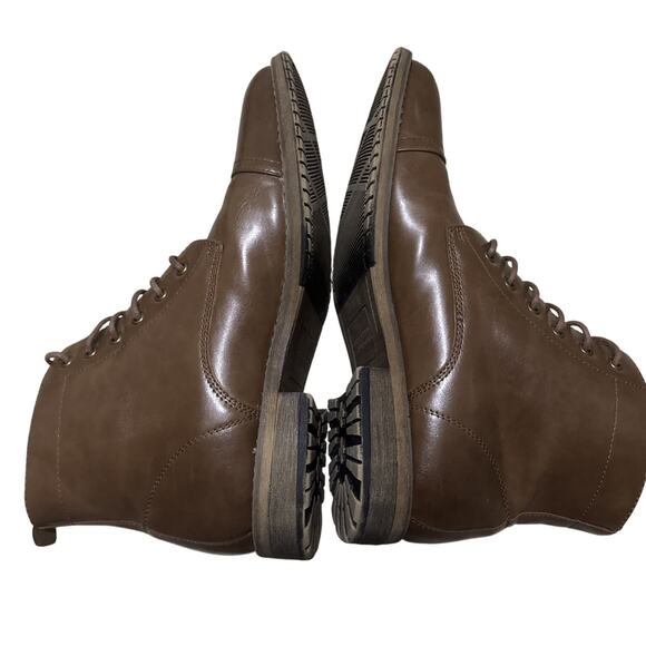 PERRY ELLIS Portfolio Men’s 11.5 Captain Brown Lace Up Ankle Boots Ultra Foam